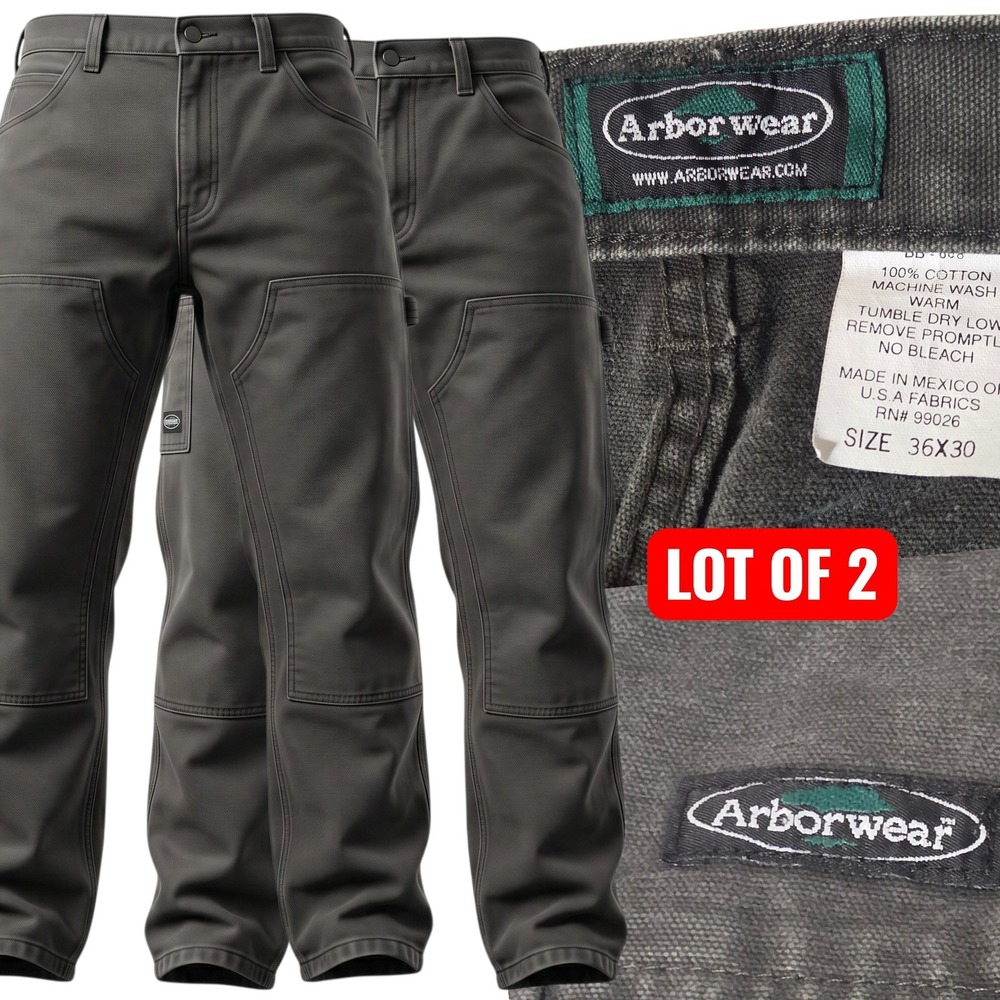 Arborwear Original Tree Climbers Pants Men 36x30 Grey Canvas Work Trousers Lot 2